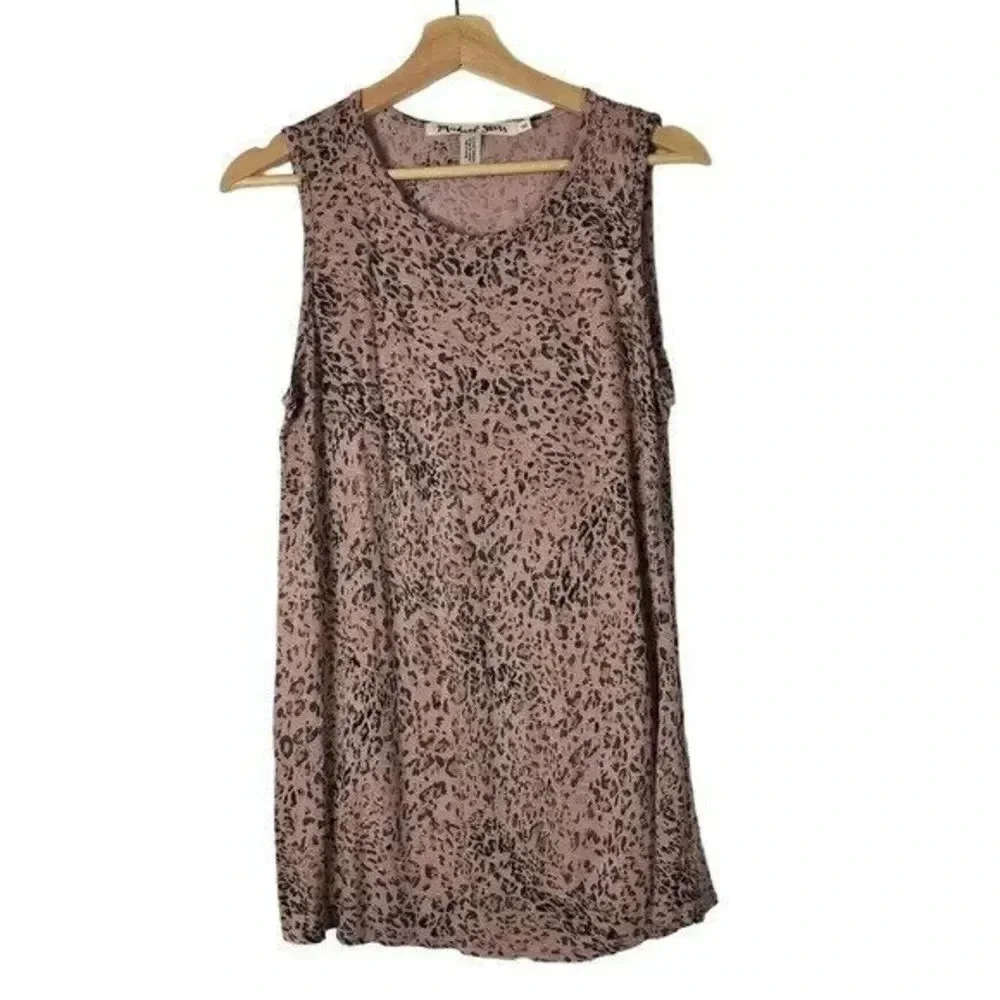 Michael Stars Pink Leopard Print Tank Top OS